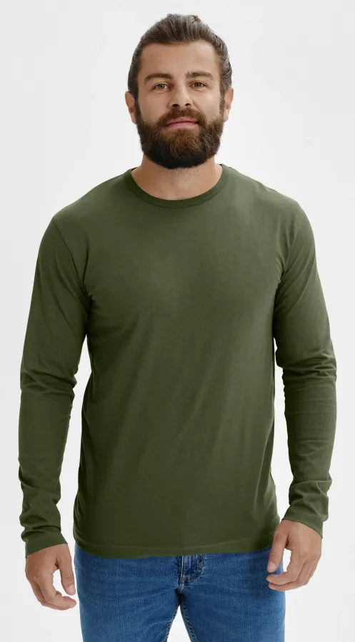 Miesten pitkähihainen T-paita, khaki Miesten pitkähihainen T-paita, khaki