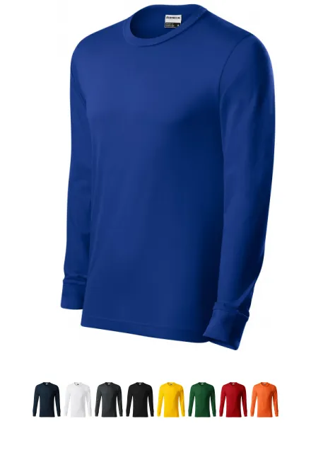 Kestävä miesten pitkähihainen T-paita, kuninkaallisen sininen