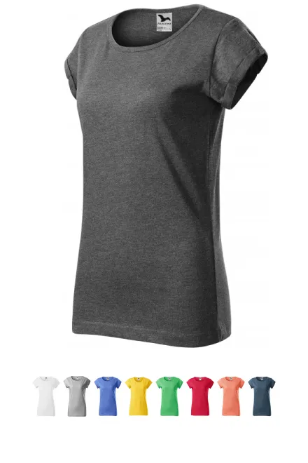 Naisten rullattu hiha, musta marmori