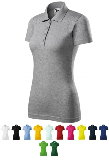 Naisten slim fit pikeepaita, tummanharmaa marmori