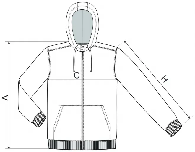 Miesten huppari - mitat taulukko