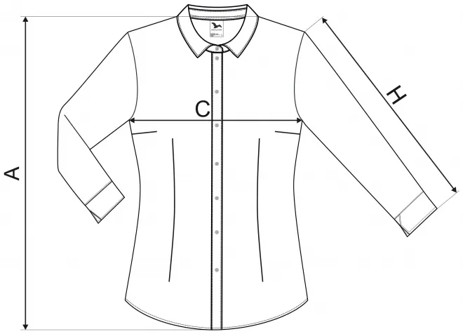 Naisten pitkähihainen pusero - mitat taulukko