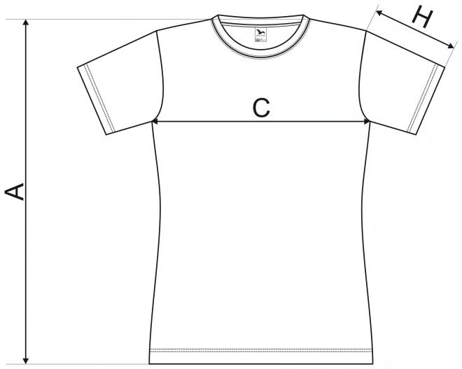 Naisten urheilullinen t-paita - mitat taulukko