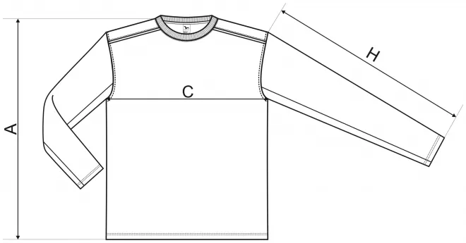 Pitkähihainen T-paita - mitat taulukko