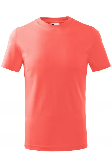 Lasten yksinkertainen T-paita - koralli, 110 cm / 4vuotta