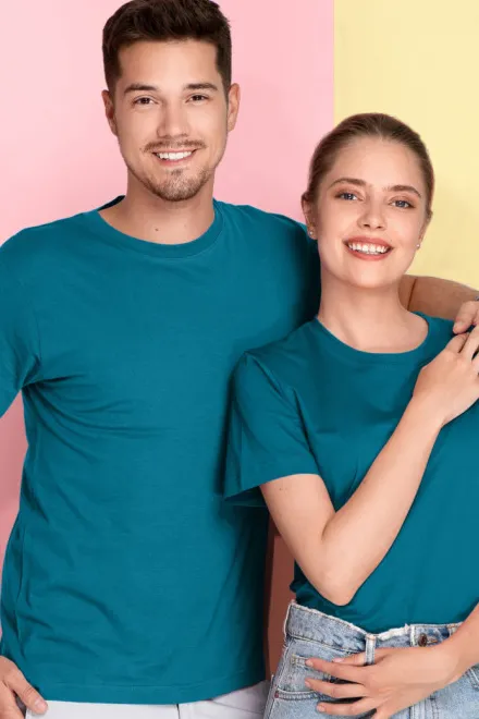 Kevyt T-paita lyhyillä hihoilla, petrol blue