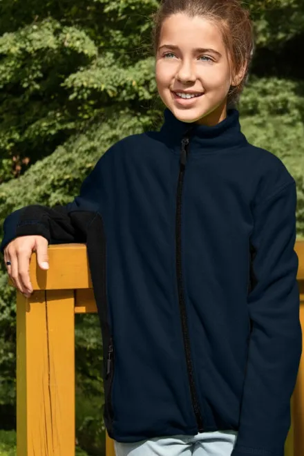 Lasten fleece-kontrastitakki, tummansininen