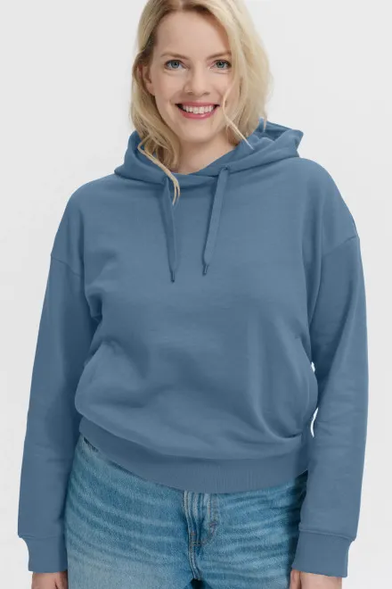 Mukava naisten collegepaita hupulla, denim