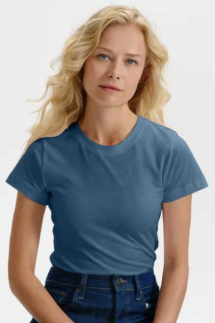 Naisten yksinkertainen T-paita, denim