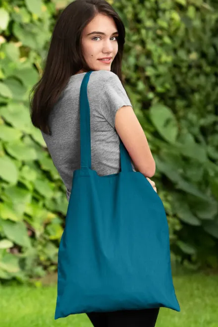 Puuvillainen ostoskassi, petrol blue