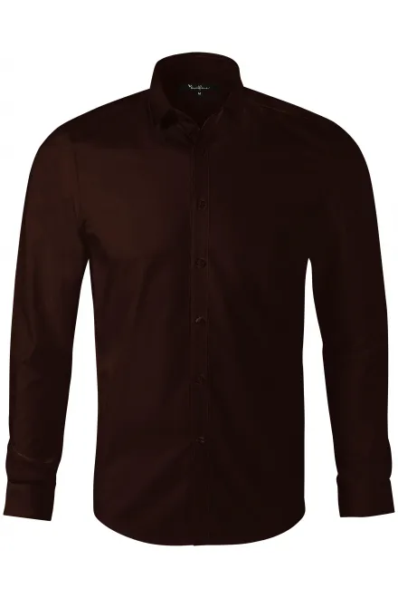 Miesten pitkähihainen Slim fit -paita - kahvia, M