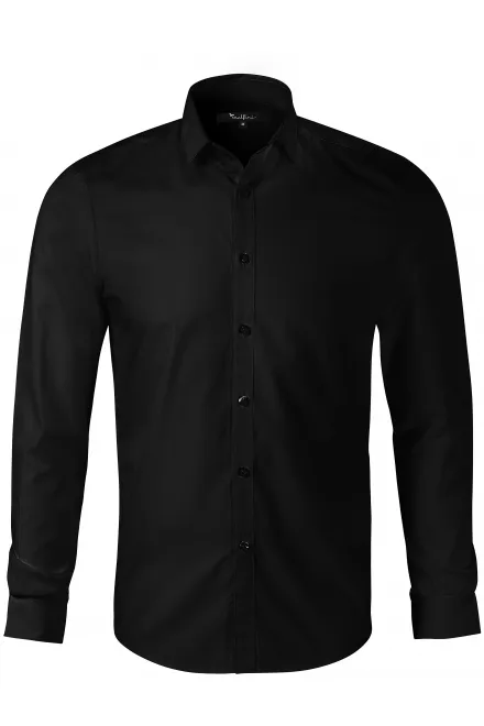 Miesten pitkähihainen Slim fit -paita - musta, M