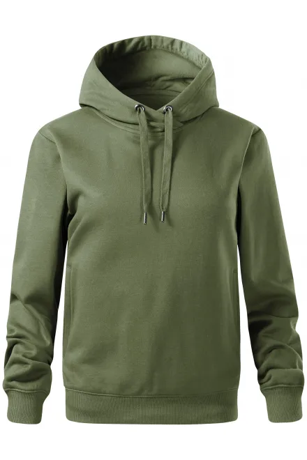 Mukava naisten collegepaita hupulla - khaki, XS