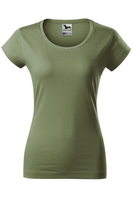 Naisten slim fit t-paita, jossa pyöreä pääntie - khaki, XS